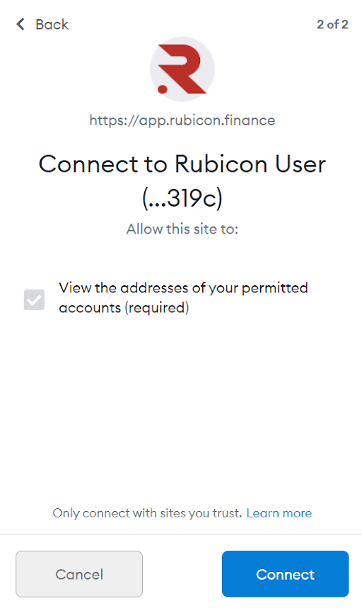 Allow Rubicon to connect to your wallet